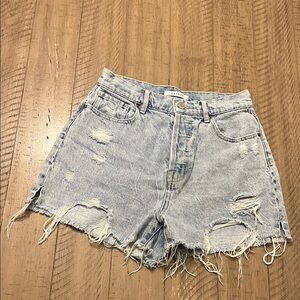 PacSun Light Wash Ripped Denim Shorts - Pale Blue